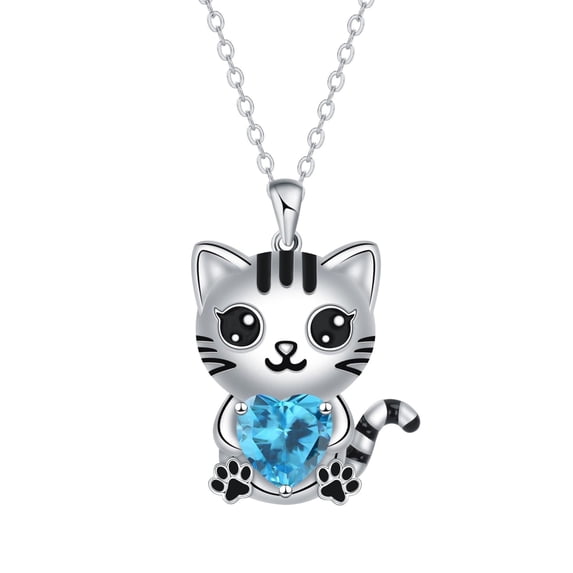 Mother's Day Gifts for Women, Sterling Silver Cat Necklace Cute Kitten Necklace Lovely Animal Jewelry Gifts for Mother Daughter Niece Girlfriend