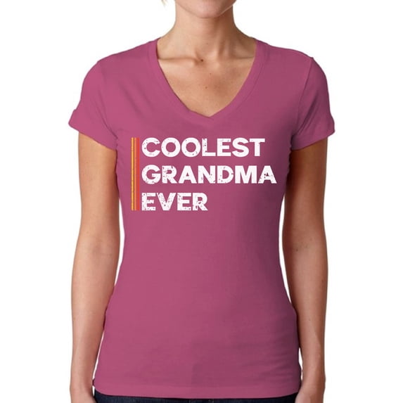 Christmas Gifts for Grandma - Coolest Grandma Ever V-Neck Shirt - Birthday Gifts Granny Women T-Shirt - Best Grandma Tee for Her Merry Xmas Shirts