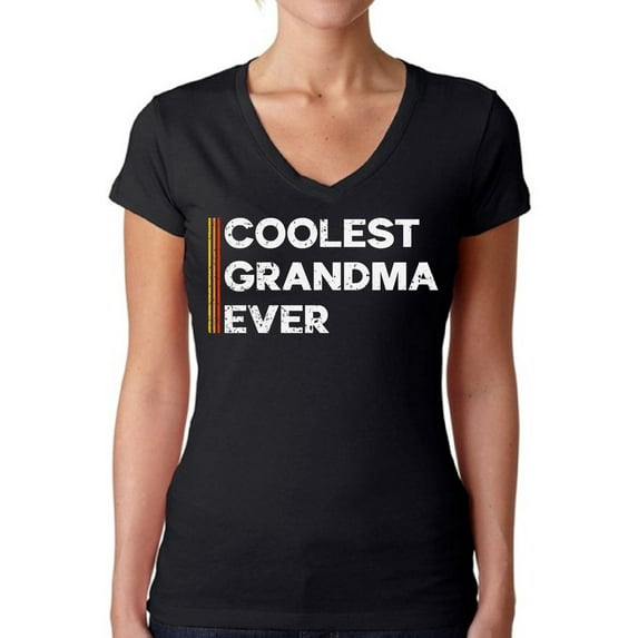 Christmas Gifts for Grandma - Coolest Grandma Ever V-Neck Shirt - Birthday Gifts Granny Women T-Shirt - Best Grandma Tee for Her Merry Xmas Shirts