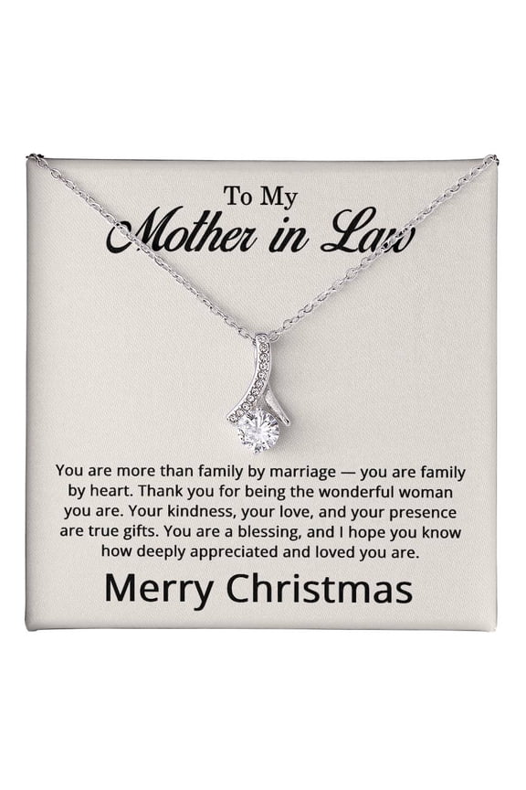 Christmas Gifts for Mother in Law - Christmas Necklace for Mother-in-Law Title: 14k White Gold Finish, Box Choice: Standard Box