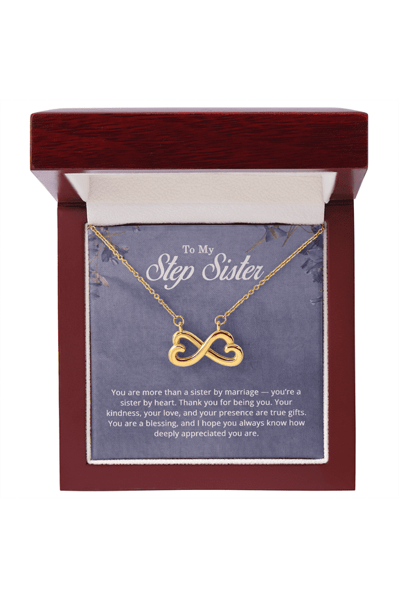 Christmas Gifts for Step Sister - To My Step Sister Necklace Title: 18k Yellow Gold Finish, Box Choice: Luxury Box