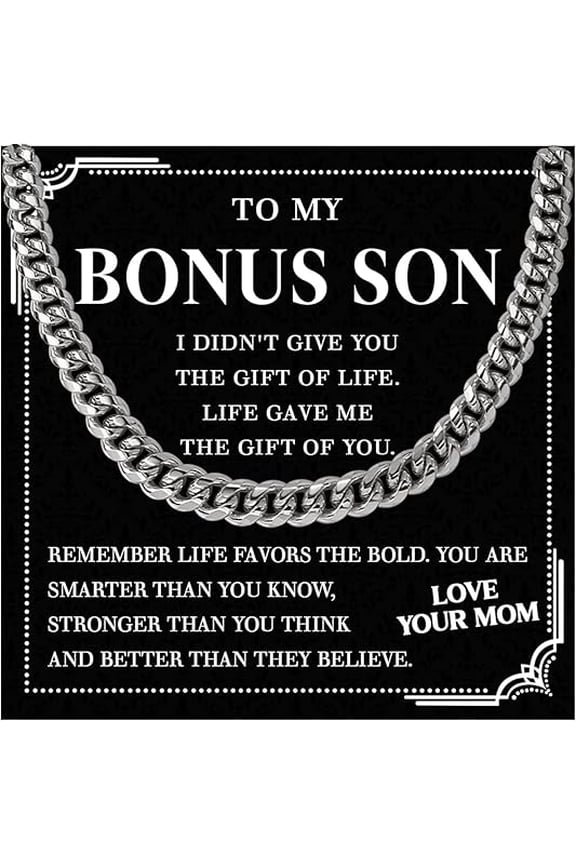 Christmas Gifts with Message Card and Gift Box, Stepson Gifts From Stepmom, Bonus Son Necklace From Bonus Mom, Birthday Gift for Stepson