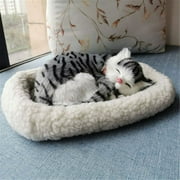 Christmas GiftsGATXVG Realistic Petzzz Cat,Breathing Sleeping Cat With Mat,Plush Lifelike Pet Toy,Christmas Gift,Stuffed Kitty Animals Decoration for Home