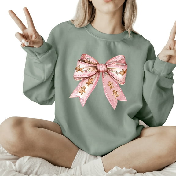 Christmas Ginger Cookie Cute Sweatshirt Women Long Sleeve Fashion Graphic Shirts Cozy Weather Lover Pullover Tops