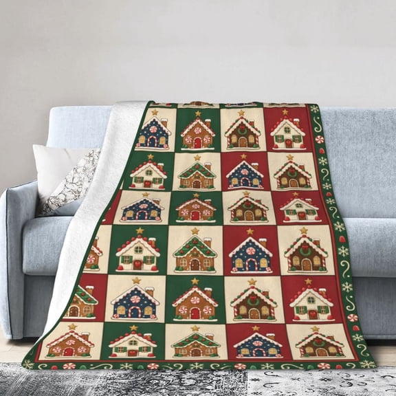 Christmas Gingerbread Blanket House Candy Cane Soft Cozy Throw Blanket Gift for teenager 50x40