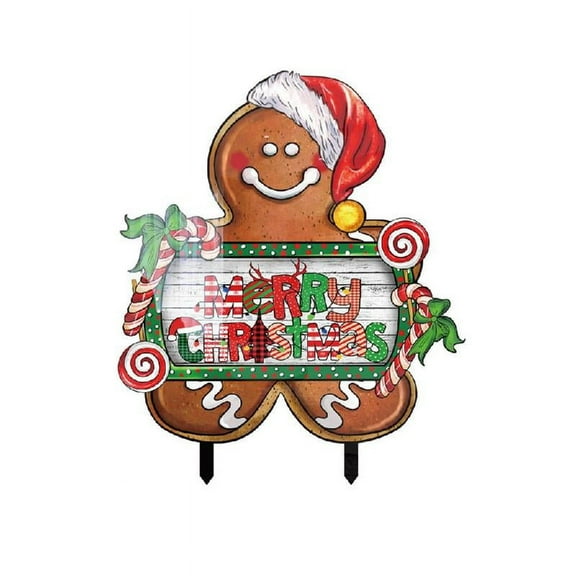 Christmas Gingerbread Boy Yard Signs with Stakes Lawn Signs Garden Decorations
