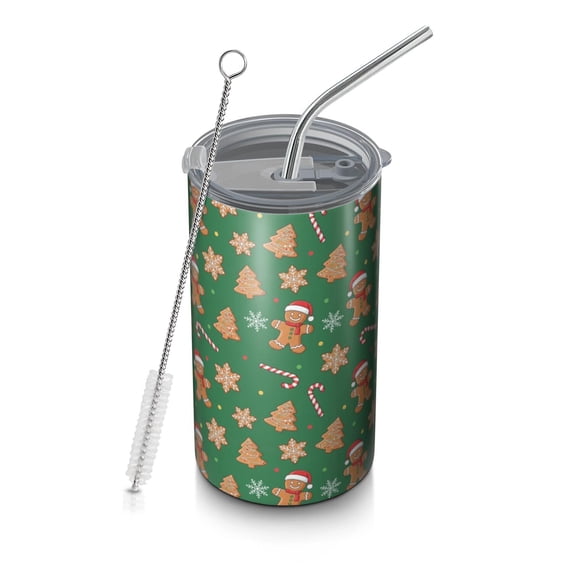 Xmas Candy Pattern Christmas Gingerbread Candy Cane Dot Pattern Coffee Tumbler, Vacuum ...