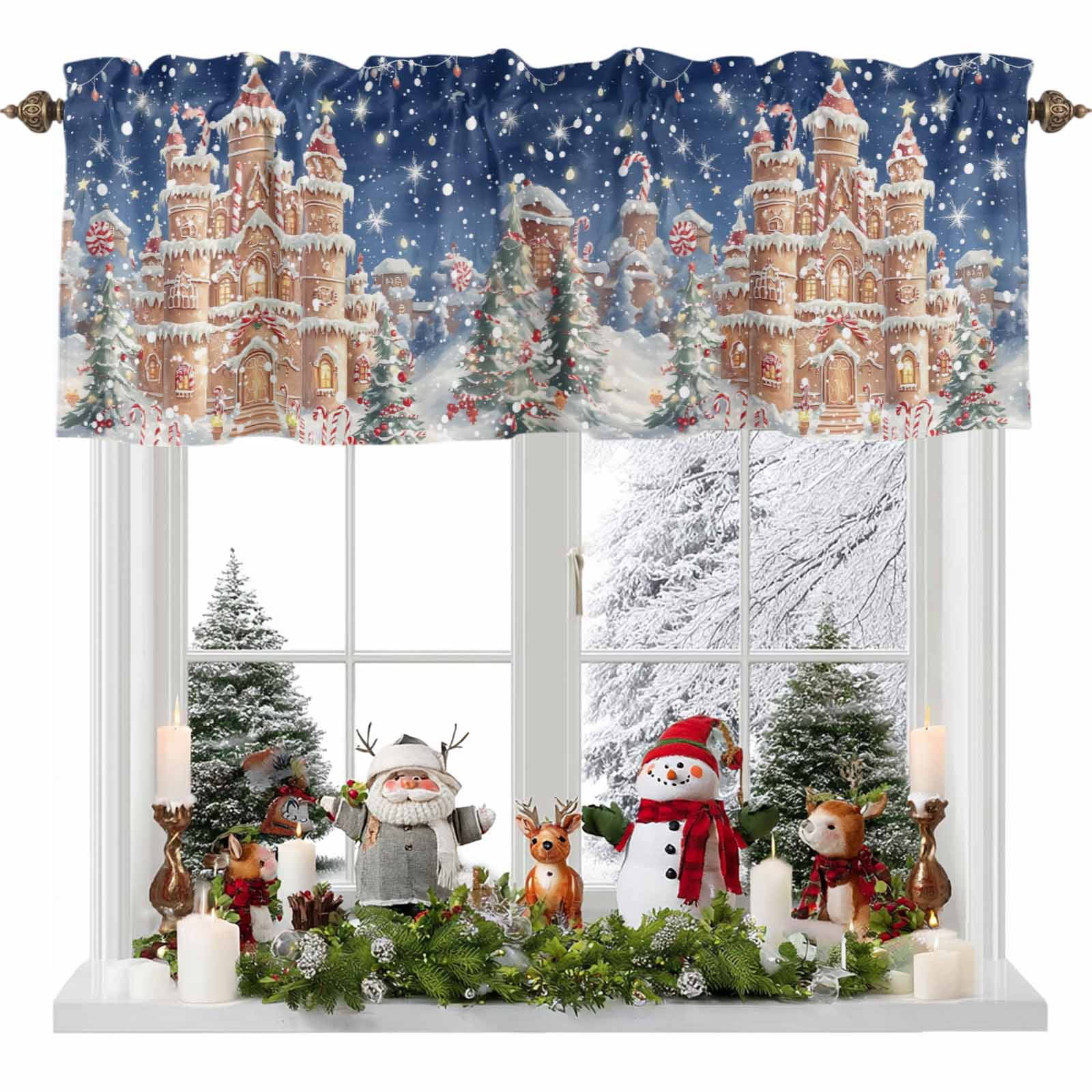 Christmas Gingerbread Castle Valances for Windows, 42 x 18in, Candy ...