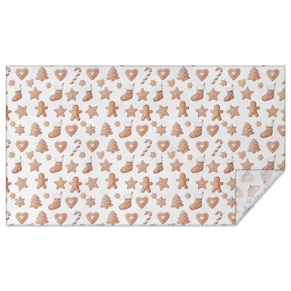 Christmas Gingerbread Cookie White Pattern Rectangular Tablecloth 60x102 Inch, Waterproof Stain Resistant Decorative Table Cover for Dining, Party & Wedding