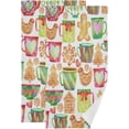 thumbnail image 1 of Christmas Gingerbread Cookies Hand Towels 2 PCS, Watercolor Cups Kitchen Towel Ultra Soft and Highly Absorbent,Decorative Fingertip Face Towel for Bathroom Hotel, 28.3"x14.4", 1 of 5