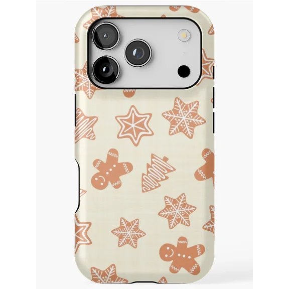Christmas Gingerbread Cookies with Cream Linen Effect Tough Phone Case for iPhone 18 Pr