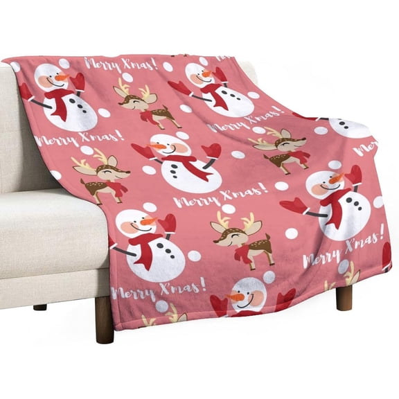 Christmas Gingerbread Cupcake Throw Blanket Soft Warm Pink Xmas Lightweight Flannel Plush Fuzzy Blankets Gift for Women Kids Boys Teens 50X60 in