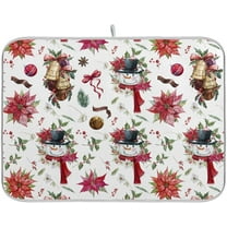 Christmas Gingerbread Dish Drying Mat for Kitchen Counter Red Tree Snowflakes Microfiber Dry Dishes Mats Drainer Mat 16 x 18 in Dish Drying Pad Countertops Mat