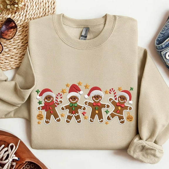 Christmas Gingerbread Embroidered Sweatshirt, Winter Christmas Festival Embroidered Shirt , Christmas Tree Shirt, Season’s Sweetings Hoodie