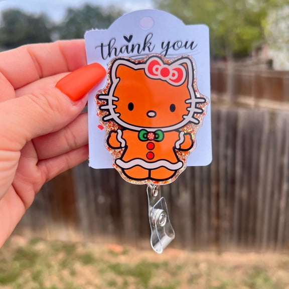 Christmas Gingerbread Hello Kitty Retractable Badge Reel
