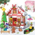 thumbnail image 1 of Christmas Gingerbread House Building Block for Girls Age 8-12 with LED Lights, Pink Christmas Village House Blocks Set with Christmas Tree and Train, Perfect Xmas Holiday for Adults and Kids, 1288Pcs, 1 of 6