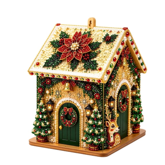 Christmas Gingerbread House Decor 5D Diamond Painting Kit Diy Miniature House Set for Adults Holiday Craft Ornament Tabletop Display Gift