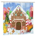 thumbnail image 1 of Christmas Gingerbread House Shower Curtain Set with Hooks Winter Merry Xmas Candy Gifts Santa Bathroom Bathtubs Decor 72X72 inch, 1 of 7
