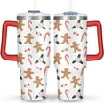 thumbnail image 1 of Christmas Gingerbread Man 40oz Tumbler Cup with Handle and Straw, Cute Xmas Candy Gifts for Women Men, Winter Holiday Stainless Steel Water Bottle 1PC, 1 of 6