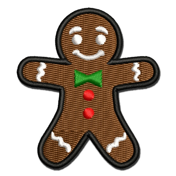 Christmas Gingerbread Man Applique Multi-Color Embroidered Iron-On Patch - 2.0 Inch Mini
