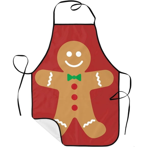 Christmas Gingerbread Man Apron, Adjustable Chef Apron with Cute Gingerbread Print for Holiday Baking & Festive Kitchen Use