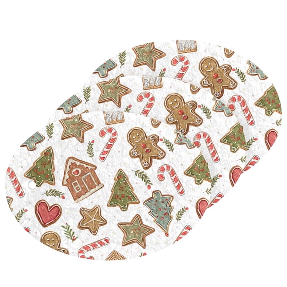 Christmas Gingerbread Man Cellulose Cleaning Sponge Set 3 Pack Compressed Kitchen Scrubber for Dishes