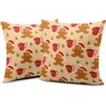 thumbnail image 1 of Christmas Gingerbread Man Decorative Throw Pillow Covers 18x18 Set of 2 Cute Candy Cane Hot Cocoa Xmas Tree Print Pillow Cases Orange Christmas Pillowcases Winter Holiday Decor for Home Couch, 1 of 6