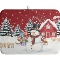 Christmas Gingerbread Man Dish Drying Mat Winter Snowflake Snowman Xmas Kitchen Drying Mat Dish Dryer Mat Absorbent Microfiber Dish Drying Mat Dish Draining Mat for Christmas Decorations 18x24 inch