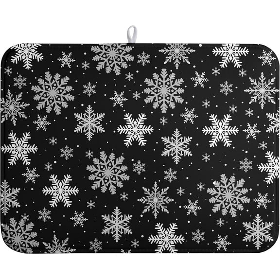 Christmas Gingerbread Man Dish Drying Mat Winter Snowflake Snowman Xmas Kitchen Drying Mat Dish Dryer Mat Absorbent Microfiber Dish Drying Mat Dish Draining Mat for Christmas Decorations 18x24 inch