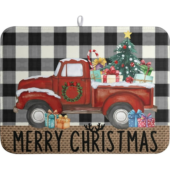 Christmas Gingerbread Man Dish Drying Mat Winter Snowflake Snowman Xmas Kitchen Drying Mat Dish Dryer Mat Absorbent Microfiber Dish Drying Mat Dish Draining Mat for Christmas Decorations 18x24 inch