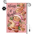 thumbnail image 1 of Christmas Gingerbread Man Garden Flag 12.5x18 Inch Double Sided Candy Cane Pink Merry and Bright Holly Berries Small Flag Seasonal Winter Holiday Yard Outdoor Outside Decoration, 1 of 6