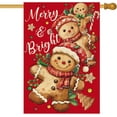 thumbnail image 1 of Christmas Gingerbread Man House Flag 28x40 Inch Double Sided Candy Cane Red Merry and Bright Holly Berries Large Garden Flag Winter Seasonal Holiday Yard Outdoor Outside Decoration, 1 of 6