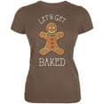 thumbnail image 1 of Christmas Gingerbread Man Let's Get Baked Heather Brown Juniors Soft T-Shirt - X-Large, 1 of 1