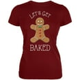 thumbnail image 1 of Christmas Gingerbread Man Let's Get Baked Juniors Soft T Shirt Garnet Red X-LG, 1 of 1