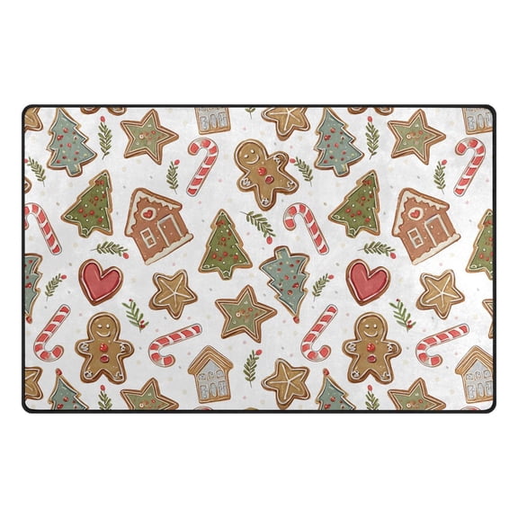 Christmas Gingerbread Man Memory Foam Area Rug 31"x20" Non Slip, Absorbent, Fade Proof for Living Room, Bedroom, Office