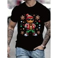 thumbnail image 1 of Christmas Gingerbread Man Men's T-Shirt |   3D Fun Holiday Print Short Sleeve |   Large Size Breathable Polyester Fiber |   Christmas themed party tops, 1 of 6