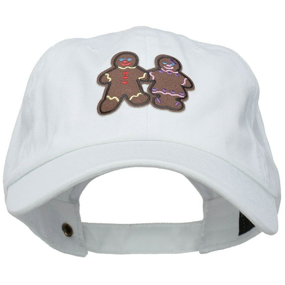 Christmas Gingerbread Man Patched Washed Cap - White OSFM