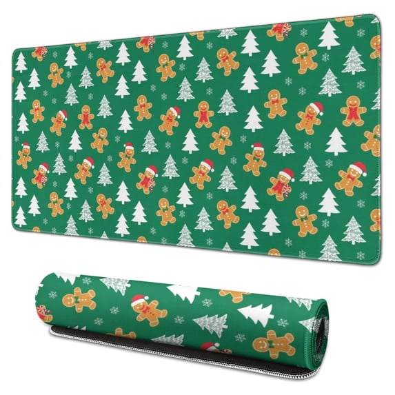Christmas Gingerbread Man Pine Tree Extended Large Mouse Pad, Desk ...