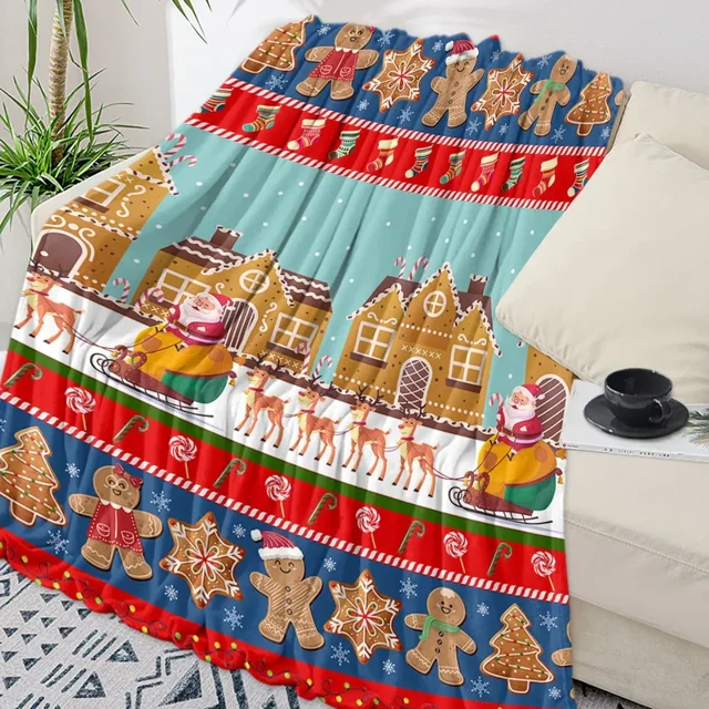Christmas Gingerbread Man Pink Throw Blanket Christmas Blanket Soft