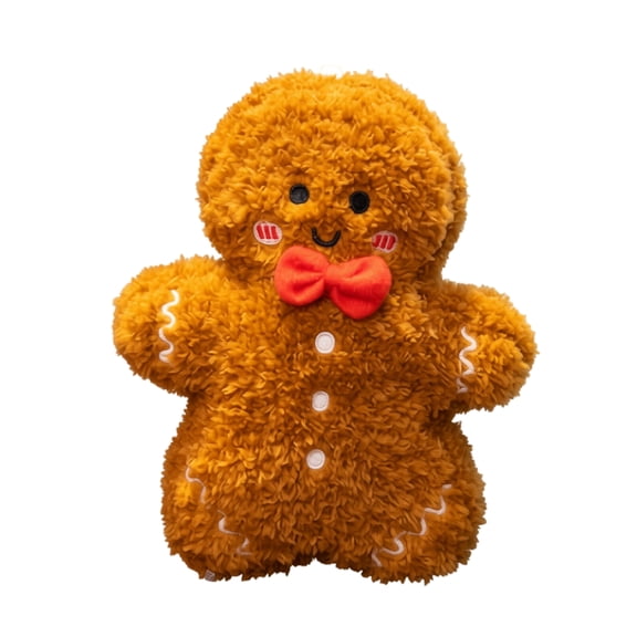 Christmas Gingerbread Man Plushie, Mini Stuffed Doll with Red Bow Tie for Stocking Stuffer, Holiday Party and Bedroom Decor, 6.7 Inch