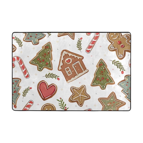 Christmas Gingerbread Man Rug 72x48in Memory Foam Absorbent Non Slip Plush for Living Room Office Bedroom