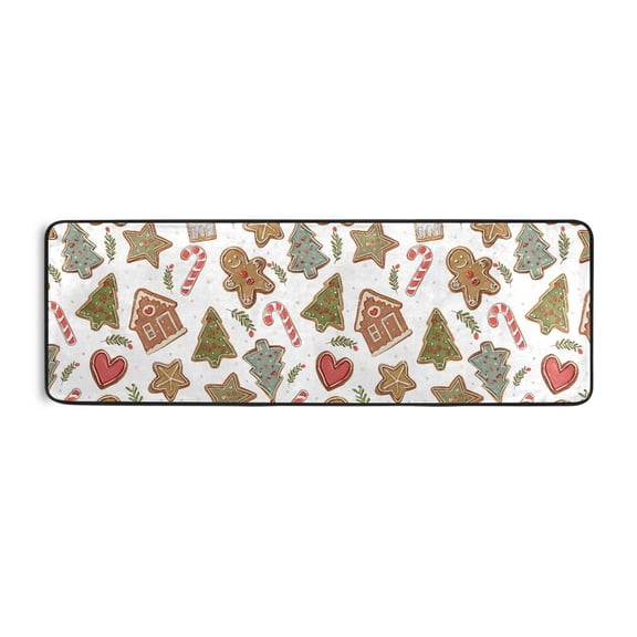 Christmas Gingerbread Man Runner Rug 24x72 Inch Cushioned Non Slip Soft Absorbent Floor Mat