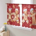 thumbnail image 1 of Christmas Gingerbread Man Sheer Curtains 45 Inch Length 2 Panels Set, Semi Transparent Voile Rod Pocket Curtains for Living Dining Room Bedroom Drapes Winter Xmas Watercolor Candy Red, 1 of 8