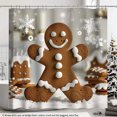 Christmas Gingerbread Man Shower Curtain with Cookies and Snowflakes