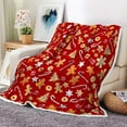 thumbnail image 1 of Christmas Gingerbread Man Soft Flannel Throw Blanket, Cute Red Xmas Candy Cane Glove Fleece Bed Blanket Vertical Soft Warm Blanket All Season Sofa/Couch/Chair for Child Adults, 1 of 4