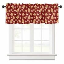 Christmas Gingerbread Man Valances for Windows Snowman Xmas Tree Star Red Rod Pocket Curtain Valance Window Treatment Short Curtains for Kitchen Living Room, 58"x16"
