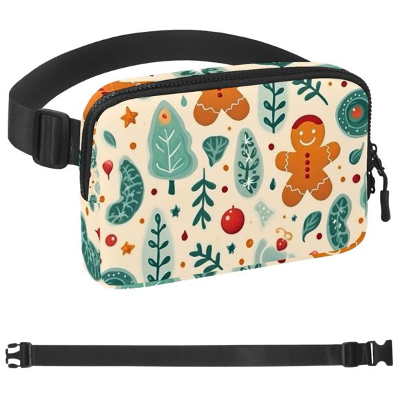 Christmas Gingerbread Man Waist Fanny Pack-Travel Bag Fanny Pack For Women & Men Cute Waist Bag, Hiking Travel Camp Running, Strap Extension, Easy Carry Any Phone, Passport, Wallet