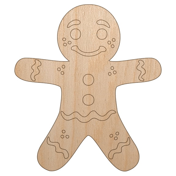 Christmas Gingerbread Man Wood Shape Unfinished Piece Cutout Craft DIY Projects - 4.70 Inch Size - 1/8 Inch Thick