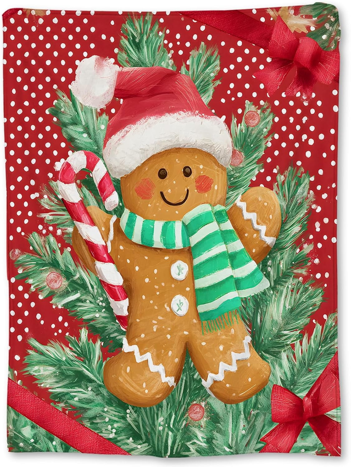 Christmas Gingerbread Men Blanket, Soft Lightweight Flannel Cute Cookie Holiday Blanket for Couch, Bed, Travel & Home Decor Gifts, Cozy Warm Blankets for Adults Users Women Women 60×50 in