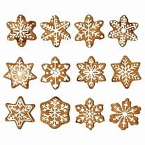 Christmas Gingerbread Ornaments for Tree, Mini Snowflake Wooden Hanging Winter Xmas Ornaments with Ropes for Christmas Party Holiday Winter Crafts, 12 Pcs, 3.2x3.2"